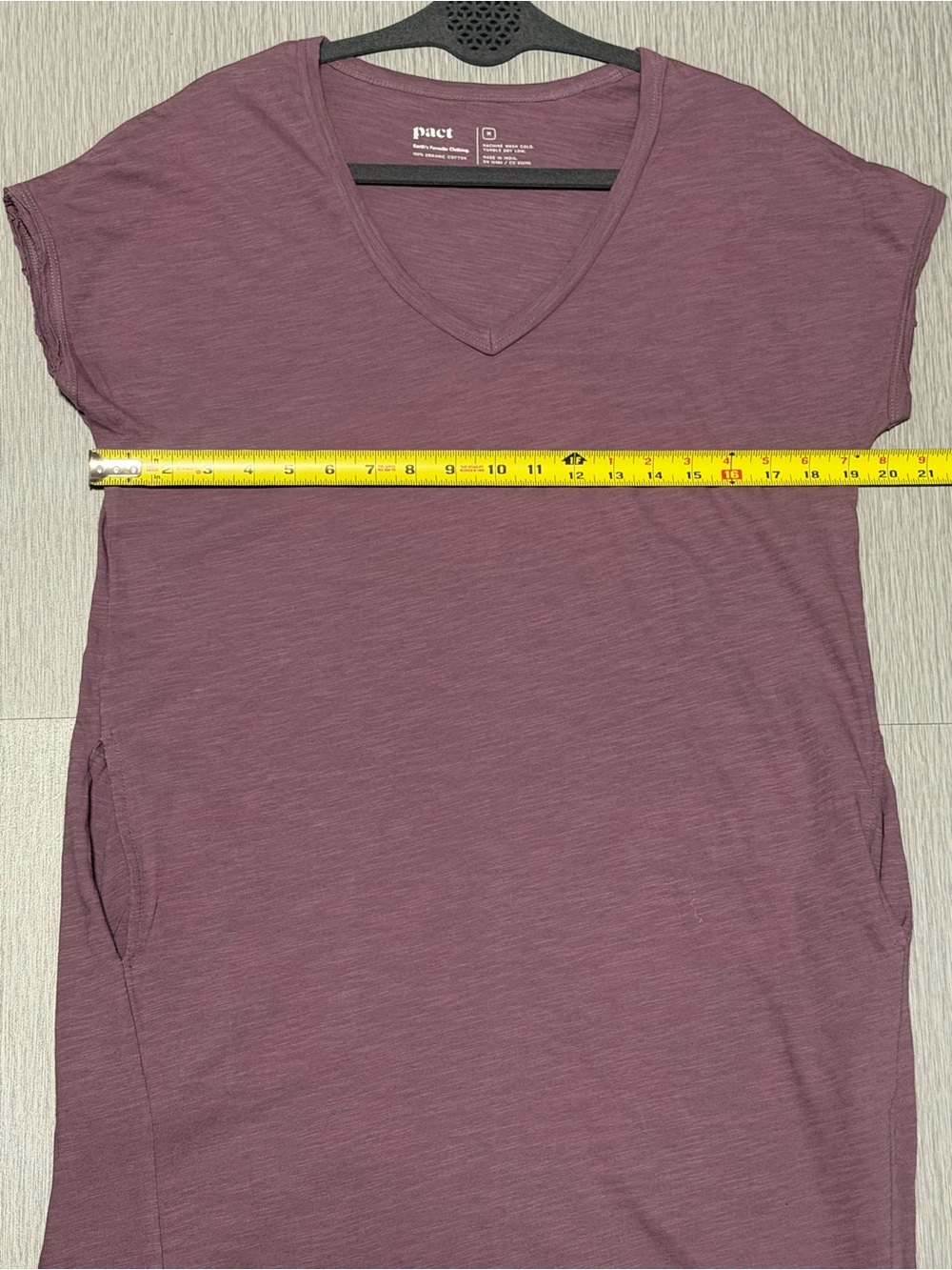 Pact Organic Cotton Purple V-Neck Pocket T-Shirt Dress Size Medium - Picture 4 of 7